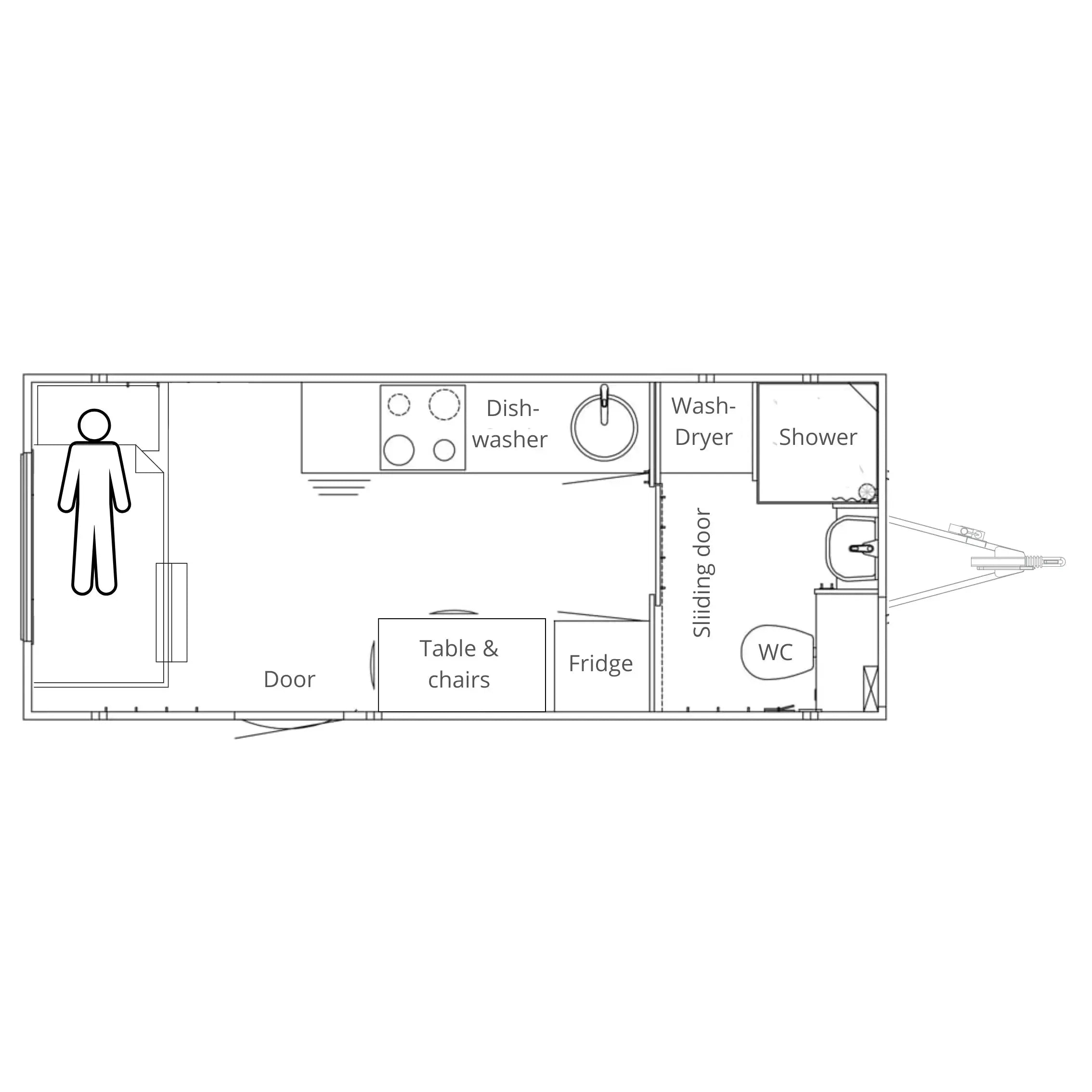 Beboelsesvogn 1-2 personers - Scanvogn Type 570-Køb brugte letvogne og skurvogne hos Letvogne.dk – Stort udvalg og hurtig levering