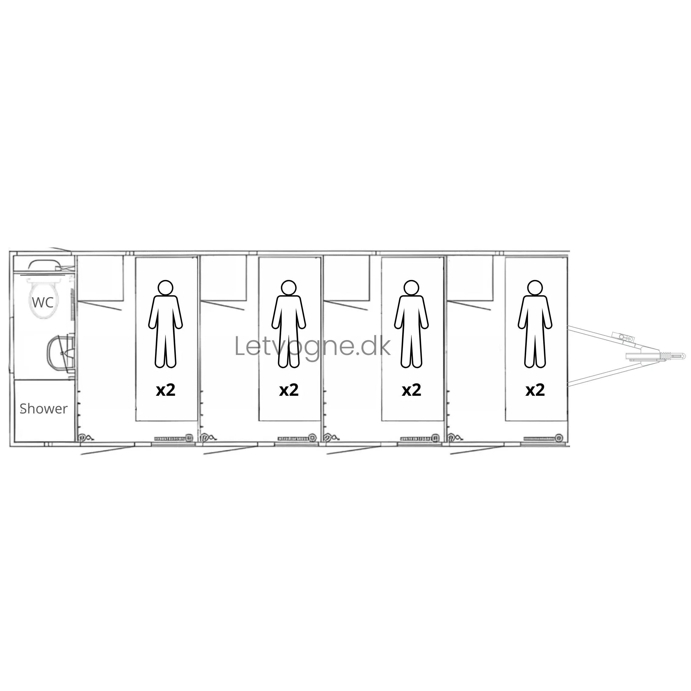 Beboelsesvogn / Sovevogn 8 personers - Scanvogn Type 730-Køb brugte letvogne og skurvogne hos Letvogne.dk – Stort udvalg og hurtig levering