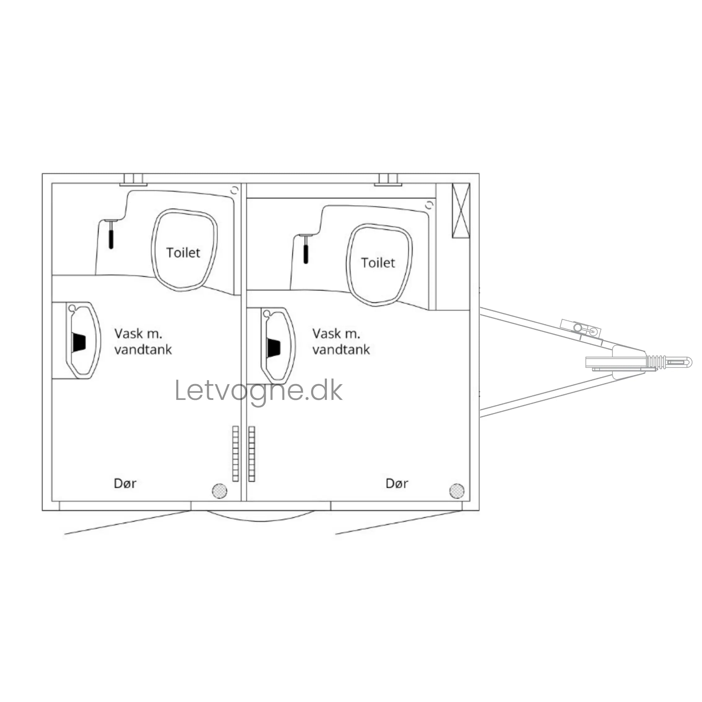Toiletvogn 240 - 2-i-1 med Tank-Køb brugte letvogne og skurvogne hos Letvogne.dk – Stort udvalg og hurtig levering