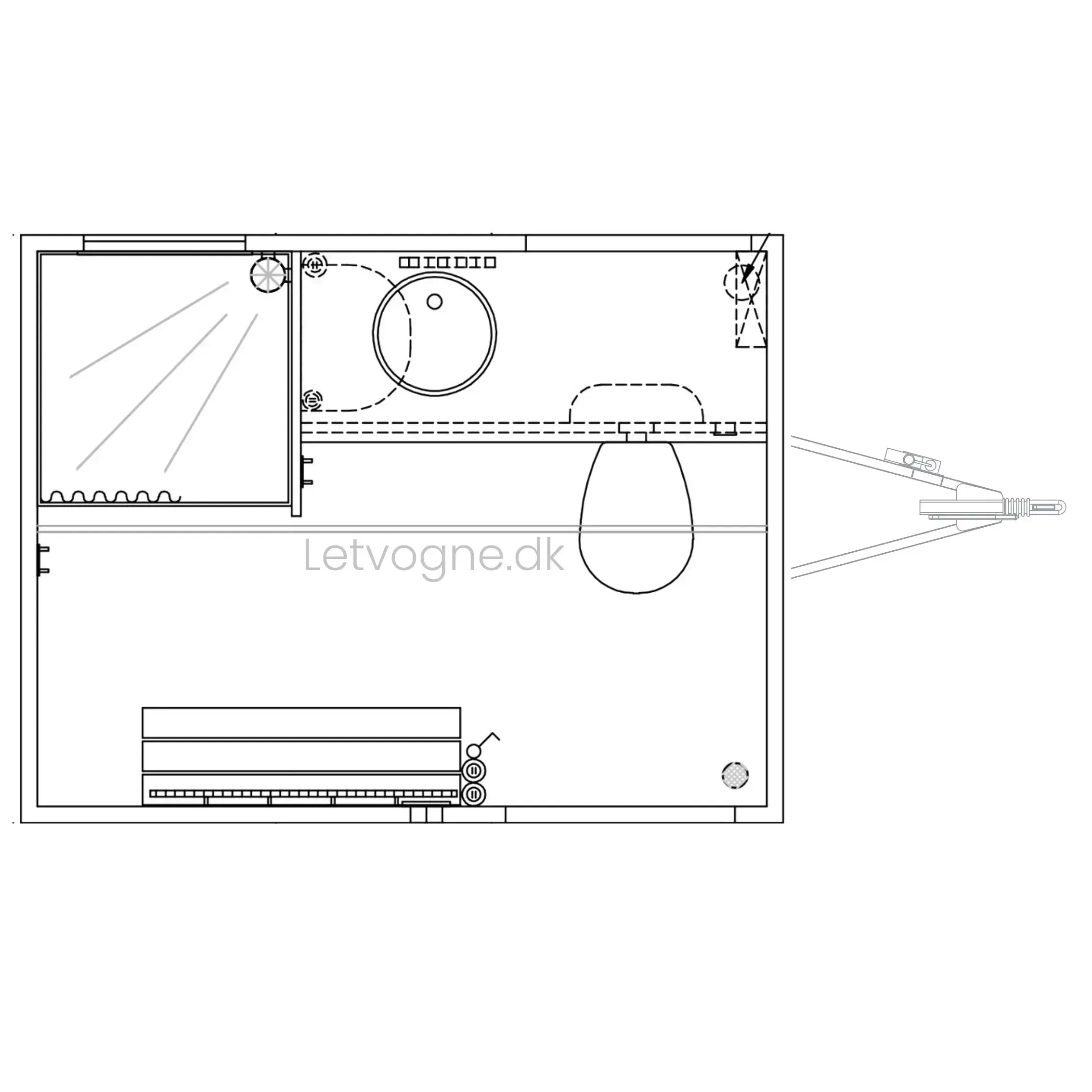 Badmobil 240 - m. kværntoilet-Køb brugte letvogne og skurvogne hos Letvogne.dk – Stort udvalg og hurtig levering