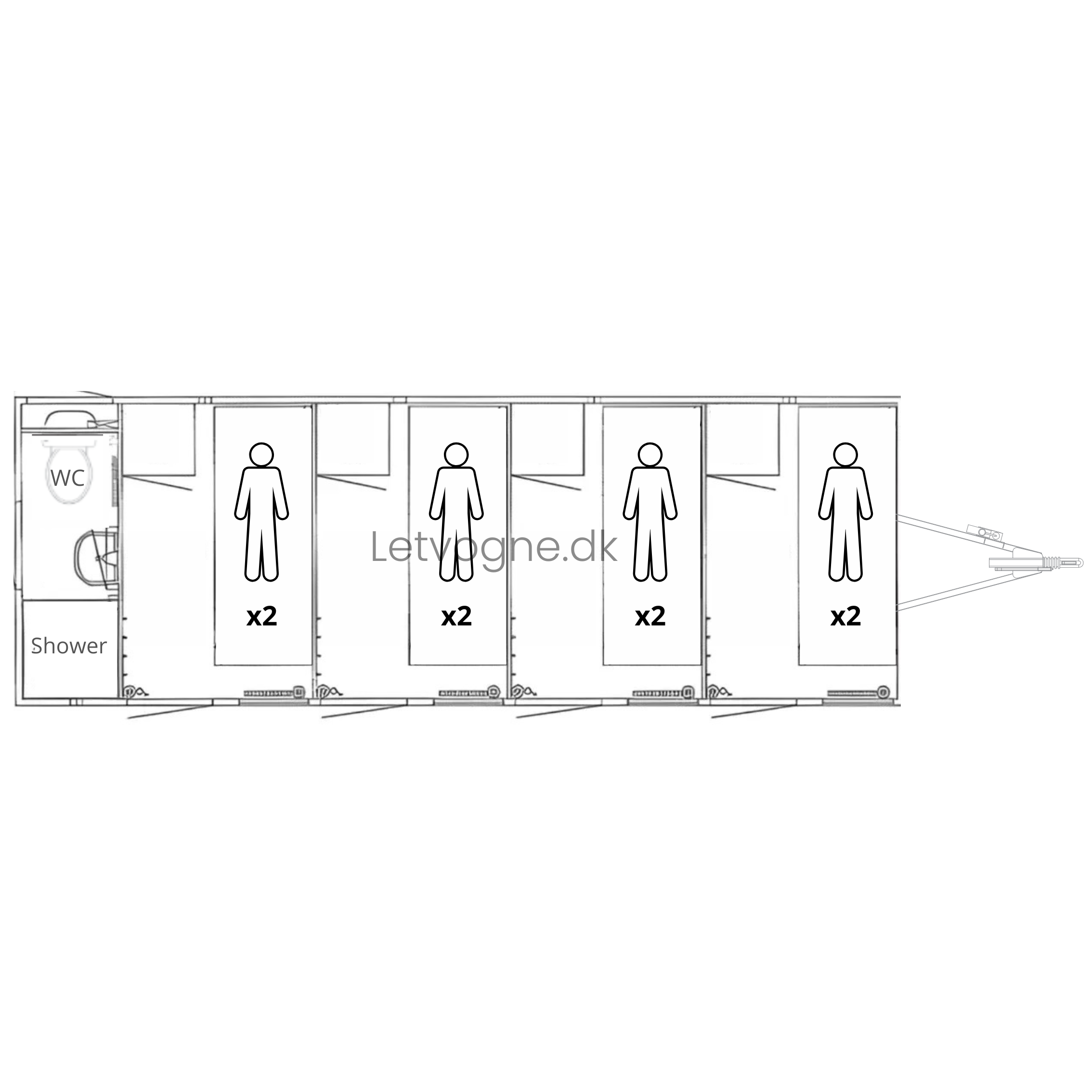 Beboelsesvogn / Sovevogn 8 personers - Scanvogn Type 730-Køb brugte letvogne og skurvogne hos Letvogne.dk – Stort udvalg og hurtig levering